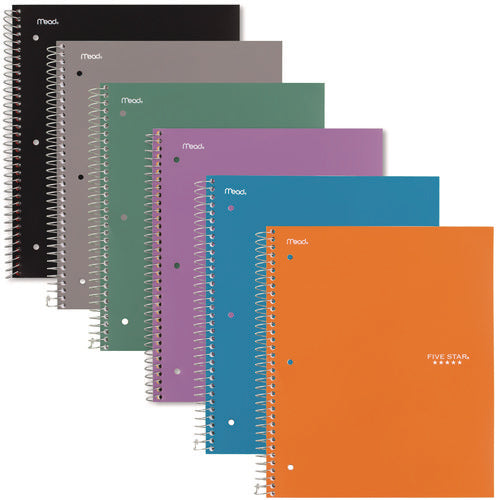 Image of Five Star® Wirebound Notebook, 1-Subject, Quadrille Rule (4 sq/in), Randomly Assorted Cover Color, (100) 11 x 8.5 Sheets