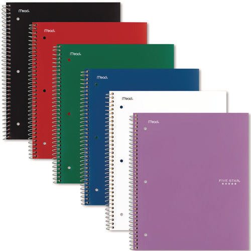 Image of Five Star® Wirebound Notebook, 3-Subject, Medium/College Rule, Randomly Assorted Cover Color, (150) 11 x 8.5 Sheets
