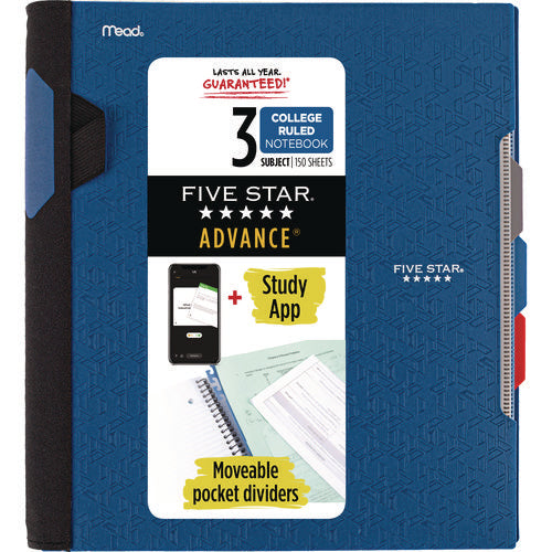 Image of Five Star® Advance Wirebound Notebook, 3-Subject, Medium/College Rule, Randomly Assorted Cover Color, (150) 11 x 8.5 Sheets