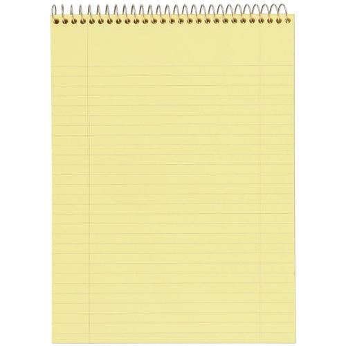 Image of Cambridge® Stiff-Back Wire Bound Notepad, Wide/legal Rule, Canary/blue Cover, 70 Canary-Yellow 8.5 X 11.5 Sheets