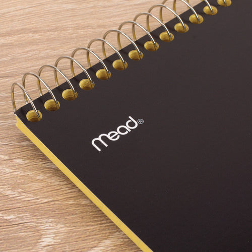 Image of Cambridge® Stiff-Back Wire Bound Notepad, Wide/legal Rule, Canary/blue Cover, 70 Canary-Yellow 8.5 X 11.5 Sheets