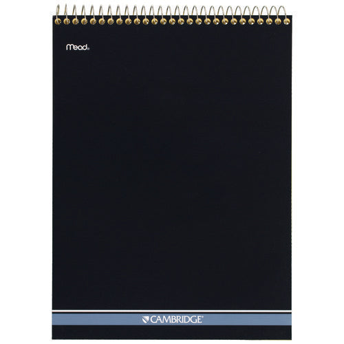 Image of Cambridge® Stiff-Back Wire Bound Notepad, Wide/legal Rule, Canary/blue Cover, 70 Canary-Yellow 8.5 X 11.5 Sheets