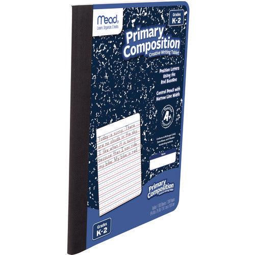 Image of Mead® Primary Journal Creative Writing Composition Book, Manuscript Format, Blue/Black/White Cover, (100) 9.75 x 7.5 Sheets