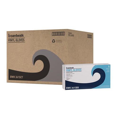 Image of Boardwalk® Exam Vinyl Gloves, Clear, Small, 3 3/5 Mil, 100/box, 10 Boxes/carton