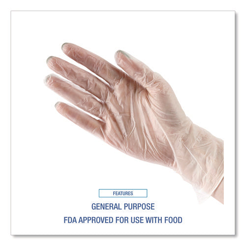 Image of Boardwalk® General Purpose Vinyl Gloves, Powder/Latex-Free, 2.6 mil, Small, Clear, 100/Box