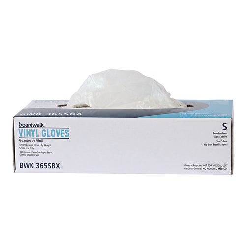 Image of Boardwalk® General Purpose Vinyl Gloves, Powder/Latex-Free, 2.6 mil, Small, Clear, 100/Box, 10 Boxes/Carton