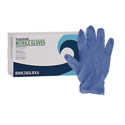 Image of Boardwalk® Disposable General-Purpose Nitrile Gloves, Large, Blue, 4 mil, 100/Box