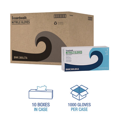 Image of Boardwalk® Disposable General-Purpose Nitrile Gloves, Large, Blue, 4 mil, 1,000/Carton