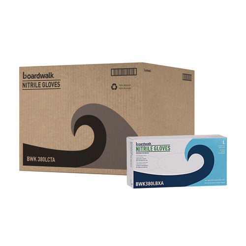 Image of Boardwalk® Disposable General-Purpose Nitrile Gloves, Large, Blue, 4 mil, 1,000/Carton