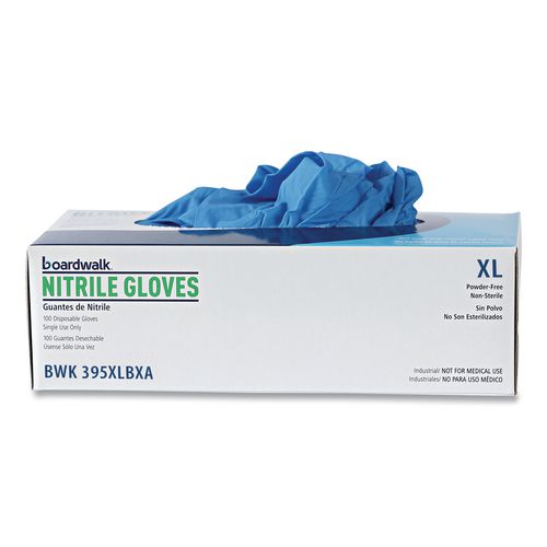 Image of Boardwalk® Disposable General-Purpose Powder-Free Nitrile Gloves, X-Large, Blue, 5 mil, 1,000/Carton