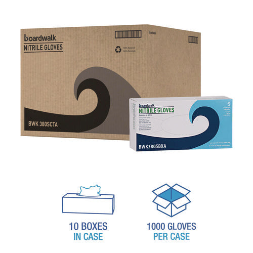Image of Boardwalk® Disposable General-Purpose Nitrile Gloves, Small, Blue, 4 mil, 1,000/Carton
