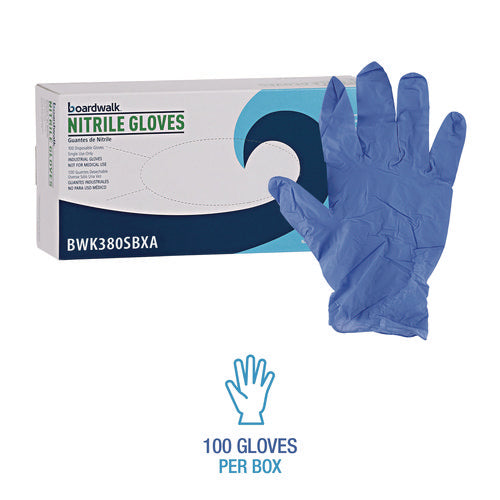 Image of Boardwalk® Disposable General-Purpose Nitrile Gloves, Small, Blue, 4 mil, 1,000/Carton