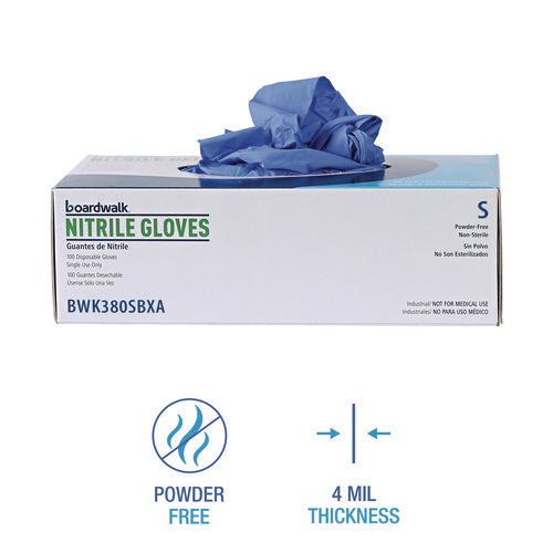 Image of Boardwalk® Disposable General-Purpose Nitrile Gloves, Small, Blue, 4 mil, 1,000/Carton