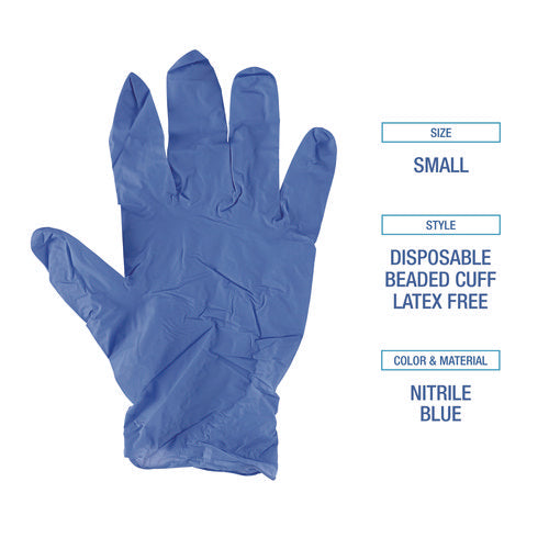 Image of Boardwalk® Disposable General-Purpose Nitrile Gloves, Small, Blue, 4 mil, 1,000/Carton