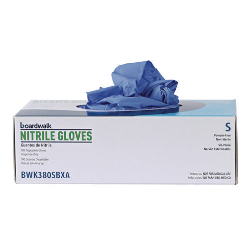 Image of Boardwalk® Disposable General-Purpose Nitrile Gloves, Small, Blue, 4 mil, 1,000/Carton