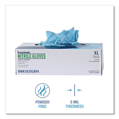 Image of Boardwalk® Disposable Examination Nitrile Gloves, X-Large, Blue, 5 mil, 1,000/Carton