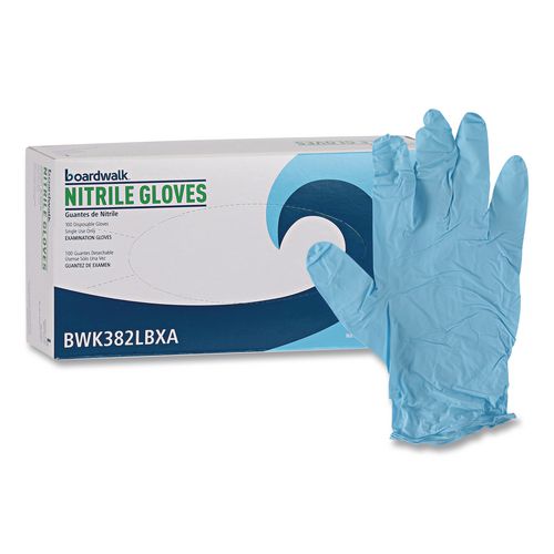 Image of Boardwalk® Disposable Examination Nitrile Gloves, Large, Blue, 5 mil, 1,000/Carton