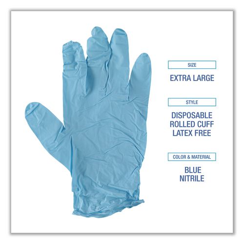 Image of Boardwalk® Disposable Examination Nitrile Gloves, X-Large, Blue, 5 mil, 1,000/Carton