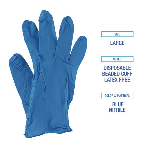 Image of Boardwalk® Disposable General-Purpose Powder-Free Nitrile Gloves, Large, Blue, 5 mil, 100/Box