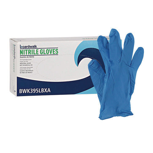 Image of Boardwalk® Disposable General-Purpose Powder-Free Nitrile Gloves, Large, Blue, 5 mil, 100/Box