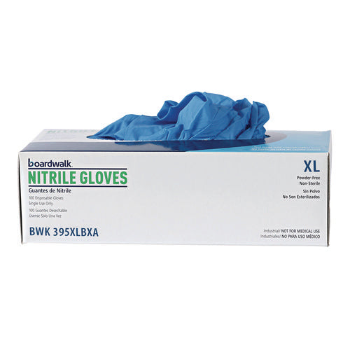 Image of Boardwalk® Disposable General-Purpose Powder-Free Nitrile Gloves, X-Large, Blue, 5 mil, 100/Box