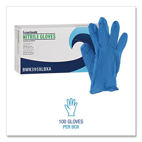 Image of Boardwalk® Disposable General-Purpose Powder-Free Nitrile Gloves, X-Large, Blue, 5 mil, 1,000/Carton