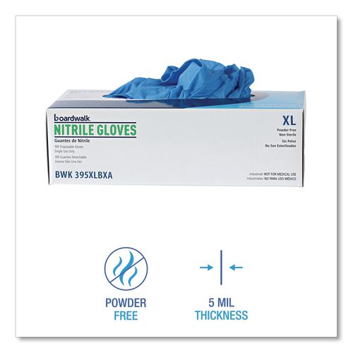 Image of Boardwalk® Disposable General-Purpose Powder-Free Nitrile Gloves, X-Large, Blue, 5 mil, 1,000/Carton