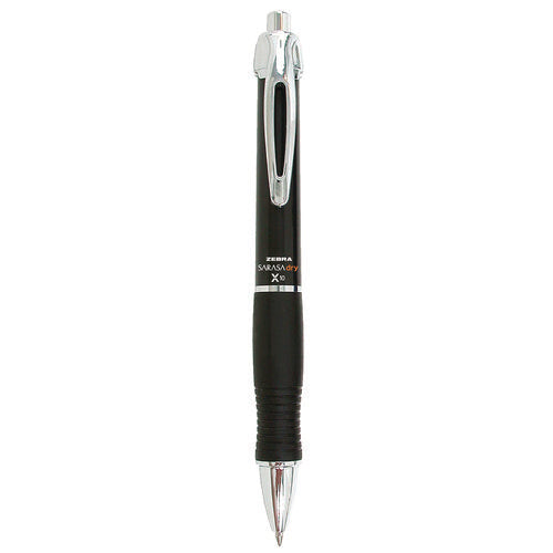 Image of Zebra® Sarasa Dry X10 Gel Pen, Retractable, Medium 0.7 mm, Black Ink, Black/Silver Barrel, 12/Pack