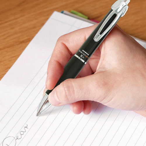 Image of Zebra® Sarasa Dry X10 Gel Pen, Retractable, Medium 0.7 mm, Black Ink, Black/Silver Barrel, 12/Pack