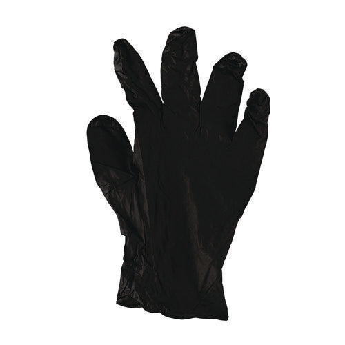 Image of Boardwalk® Disposable General-Purpose Powder-Free Nitrile Gloves, Large, Black, 4.4 mil, 100/Box