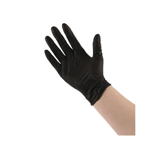 Image of Boardwalk® Disposable General-Purpose Powder-Free Nitrile Gloves, Medium, Black, 4.4 mil, 100/Box, 10 Boxes/Carton