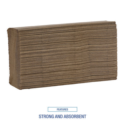 Image of Boardwalk® Multifold Paper Towels, 1-Ply, 9 x 9.45, Natural, 250/Pack, 16 Packs/Carton