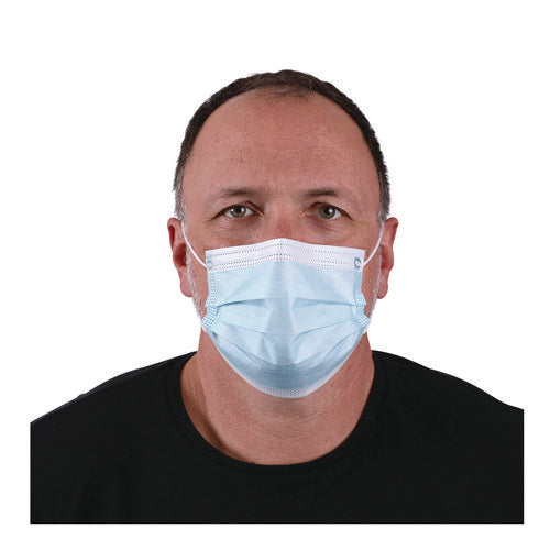 Image of Boardwalk® Three-Ply General Use Face Mask, Blue, 50/box