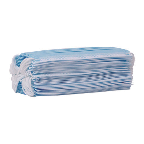 Image of Boardwalk® Three-Ply General Use Face Mask, Blue, 50/box