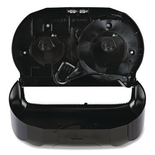 Image of Boardwalk® Standard Twin Toilet Tissue Dispenser, 13 x 6.75 x 8.75, Black