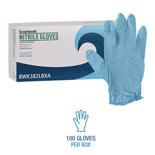Image of Boardwalk® Disposable Examination Nitrile Gloves, Large, Blue, 5 mil, 100/Box