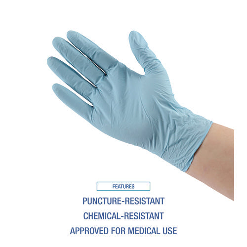 Image of Boardwalk® Disposable Examination Nitrile Gloves, Large, Blue, 5 mil, 100/Box