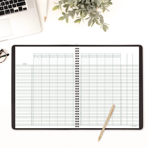 Image of AT-A-GLANCE® Undated Class Record Book, Nine To 10 Week Term: Two-Page Spread (35 Students), 10.88 X 8.25, Black Cover