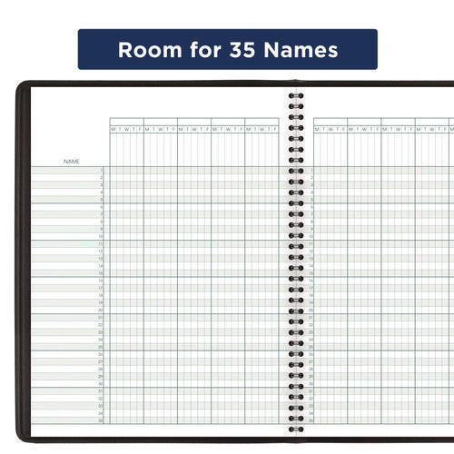 Image of AT-A-GLANCE® Undated Class Record Book, Nine To 10 Week Term: Two-Page Spread (35 Students), 10.88 X 8.25, Black Cover