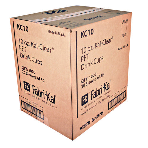 Image of Fabri-Kal® Kal-Clear PET Cold Drink Cups, 10 oz, Plastic, Clear, 50/Bag, 20 Bags/Carton
