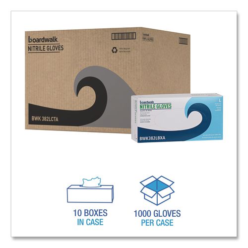 Image of Boardwalk® Disposable Examination Nitrile Gloves, Large, Blue, 5 mil, 1,000/Carton