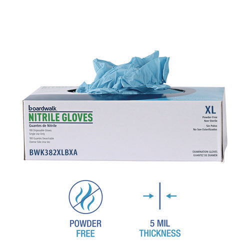 Image of Boardwalk® Disposable Examination Nitrile Gloves, X-Large, Blue, 5 mil, 100/Box