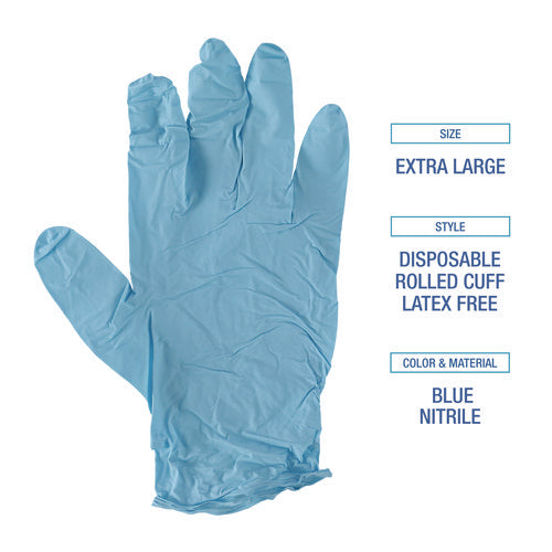 Image of Boardwalk® Disposable Examination Nitrile Gloves, X-Large, Blue, 5 mil, 100/Box