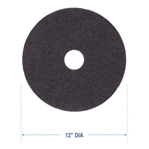 Image of Boardwalk® Stripping Floor Pads, 12" Diameter, Black, 5/carton