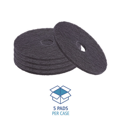Image of Boardwalk® Stripping Floor Pads, 14" Diameter, Black, 5/carton
