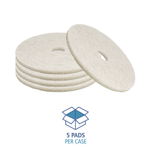 Image of Boardwalk® Natural Burnishing Floor Pads, 21" Diameter, White, 5/carton