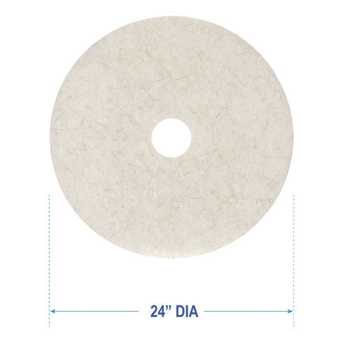 Image of Boardwalk® Natural Burnishing Floor Pads, 24" Diameter, White, 5/carton