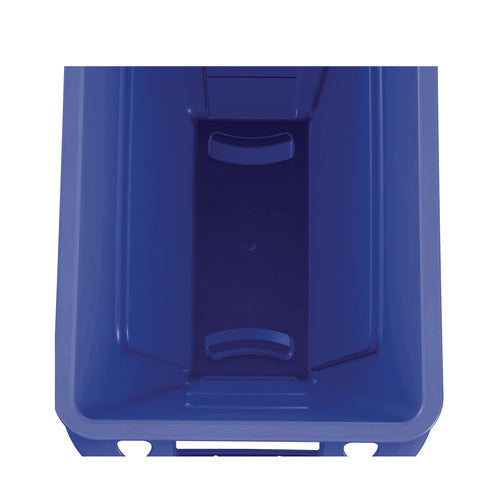 Image of Rubbermaid® Commercial Slim Jim Plastic Recycling Container with Venting Channels, 23 gal, Plastic, Blue