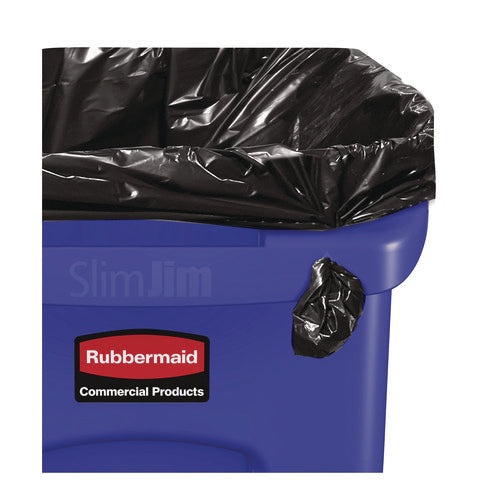 Image of Rubbermaid® Commercial Slim Jim Plastic Recycling Container with Venting Channels, 23 gal, Plastic, Blue