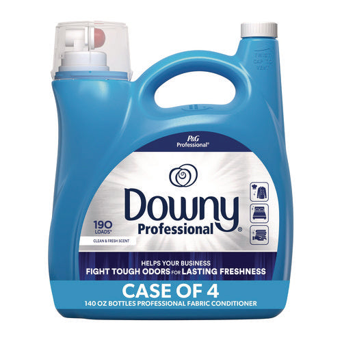 Image of Downy® Professional Commercial Liquid Fabric Softener, Clean and Fresh Scent, 140 oz Pour Bottle, 4/Carton